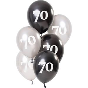 Folat - Ballonnen Glossy Black 70 Jaar (6 stuks)