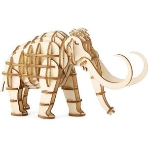 Kikkerland Mammoet 3D houten puzzel - Inclusief instructies - DIY