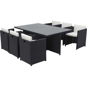 Concept-U - Tafel en stoelen 6 -Seater gebouwd in zwart/witte hars MIAMI