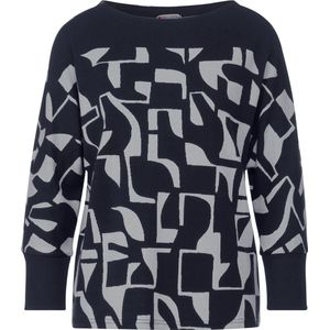 Street One LTD QR cosy jacquard shirt - Dames T-shirt - deep blue - Maat 38