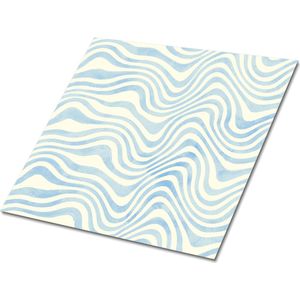 Tulup PVC Tegels - Abstracte Golven Vinyl Tegels - 30 cm x 30 cm - Blauw Vloer Tegels PVC - 9 stuks - Vinyl Vloer Tegels - Geometrisch Plaktegels - Zelfklevende PVC Tegels - Plaktegels keuken en Badkamer