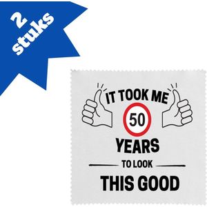 Akyol - it took me 50 years to look this good brillendoekjes - 49+1 - mensen die 50 zijn geworden - 50 jaar sarah en abraham cadeau - jubileum man en vrouw - verjaardag - grappige tekst - jarig - verjaardag - 17,8 bij 17,8 cm - 2 stuks