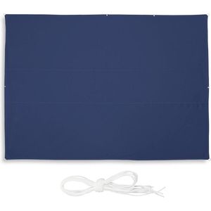 Rechthoekig schaduwdoek om op te hangen - 35x45 meter - inclusief scheerlijnen - voor in de tuin - met ringen - blauw