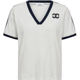 Co Couture EdgeCC Stripe V T-shirt Off White Blauw