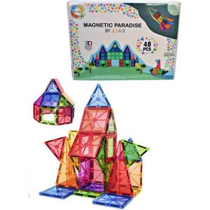 Magnetisch Speelgoed bouwblokken - 48 stuks - Constructie speelgoed jongens - Magnetische bouwstenen - Magnetic Tiles - Magnetische tegels - Magnetic blocks - Montessori Speelgoed vanaf 3 jaar 4 jaar 5 jaar - Jongens Speelgoed 6 jaar 7 jaar 8 jaar