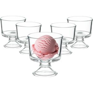 Vivalto IJcoupes/IJsjes/Dessert serveer schaaltjes - set 6x stuks - glas - 290 ml - op voet - D9 cm/H10 cm