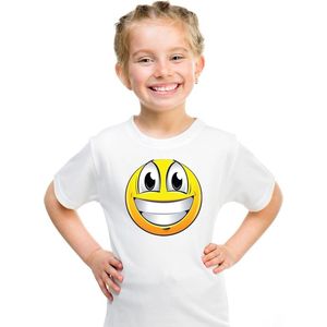 emoticon/ emoticon t-shirt super vrolijk wit kinderen 146/152