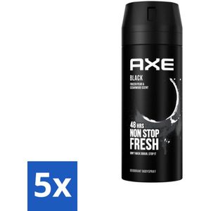 Axe - Deodorant Bodyspray - 48hrs Non Stop Fresh - Black - Frozen Pear & Cedarwood - 150 ml - Bulkverpakking - 5 stuks