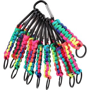 Karabijnhaken met schroefsluiting - Sleutelhanger clipring - Meerkleurig - Set van 10