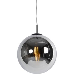 QAZQA pallon - Art Deco Dimbare LED Smart Hanglamp incl. wifi met Dimmer - 1 lichts - Ø 30 cm - Chroom - Woonkamer | Slaapkamer | Keuken