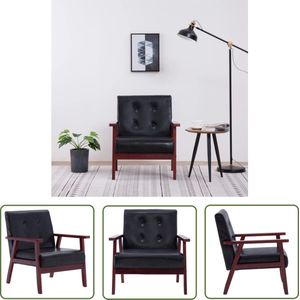 The Living Store Fauteuil kunstleer zwart - Retro Fauteuil - Vintage Fauteuil - Lederlook Fauteuil - Lounge Fauteuil - Zitzakken