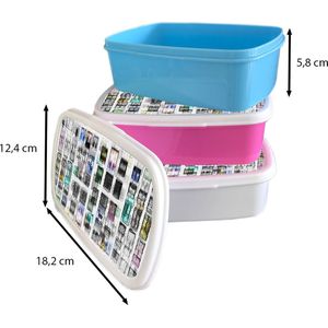 Broodtrommel Roze - Lunchbox - Brooddoos - Deuren - Kleurrijk - Abstract - 18x12x6 cm - Kinderen - Meisje