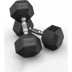 Hex Rubber Dumbbells 17.5kg (set) - Hex Rubber Dumbbells - Set van 17.5kg voor Krachttraining en Fitness