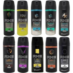 AXE Deodorant Spray MIX - Voordeelverpakking - Excite/ Black / Africa / Dark Temptation / Collison Leather&Cookies / Gold / You Clean Fresh / Musk / Ice Breaker / Ice Chill