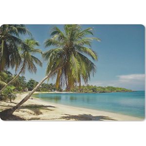 Bureau mat - De palmbomen met blauwe zee en lucht bij de Baai-eilanden in Noord-Amerika - 60x40