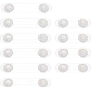 Navaris Set van 10 veiligheidshaakjes - Om lades, kasten en ramen dicht te houden - Ook geschikt voor koelkast of toilet - Zelfklevende kastbeveliging