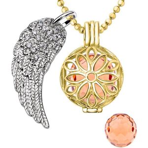Quiges Engelenroeper 18mm Bolhouder met Ketting 90cm en Bolletje - Dames - Goudkleurig Bloem - EBS18153