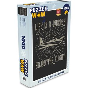 Puzzel Vintage - Vliegtuig - Zwart - Legpuzzel - Puzzel 1000 stukjes volwassenen