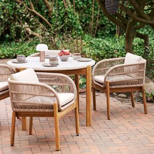 Artichok Teresa Houten Tuintafel Naturel - Met Terazzo Blad - Rond - Outdoor Ø 120 cm