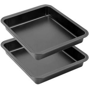 Inovra ® Space Home - Lasagne ovenschaal - set van 2 ovenschaal - vierkante taartvorm met antiaanbaklaag - bakvorm - ovenschaal - ovenschaal - ovenschaal - koolstofstaal - set van 2 stuks - 23 x 22 cm