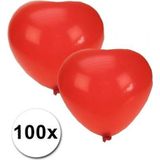 Hartjes ballonnen rood - 100 stuks - huwelijk/verjaardag/valentijn decoratie