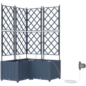 vidaXL - Tuinplantenbakken - met - Water - Irrigatiesysteem - 3 - stuks - Grijs