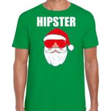 Foute Kerst t-shirt / Kerst trui Hipster Santa groen voor heren- Kerstkleding / Christmas outfit S