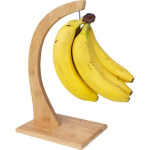 QUVIO Bananenhouder - Druivenhouder - Fruithouder - Fruitmand - Fruitschaal - Bananenhanger - Bananenhaak - Hout - Bruin