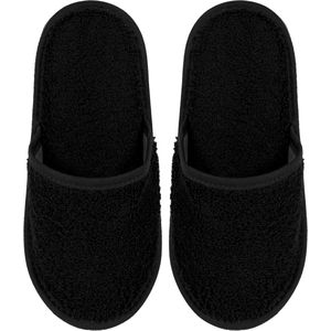 Badslippers Badstof Uni Pure met Zool Maat 45 Zwart col 3 - 1 Paar