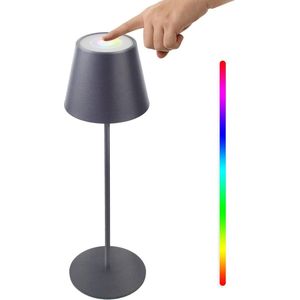 Bureaulamp Oplaadbare tafellamp draadloos led dimbare touch sensor lamp warm wit licht - RGB kleur veranderende bedlamp - binnen of buiten - Grijs