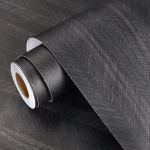 Plakfolie met houteffect - Zelfklevend behang - Meubelwrap zwart/grijs - 40 cm x 200 cm