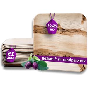 25x Vierkant Composteerbaar Palmblad Bord 25x25cm - Eersteklas Milieuvriendelijk Servies