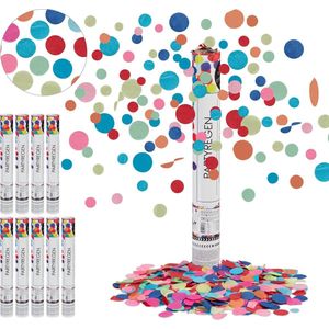 Relaxdays 10x confetti kanon groot - party popper gekleurd - 40cm - verjaardag - decoratie