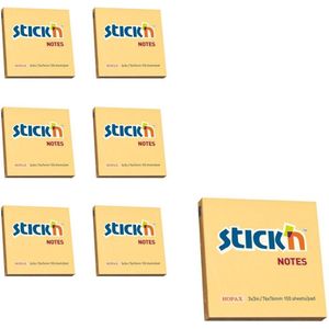 Stick'n sticky notes - 6-pack - 76x76mm, pastel oranje, 100 memoblaadjes per blok