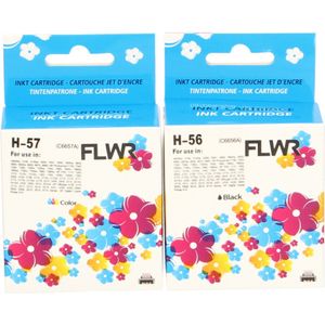 FLWR - Inktcartridges / 56 & 57 / 2-pack / Zwart & Kleur - Geschikt voor HP