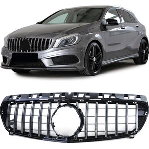 Passend Voor Mercedes A Klasse W176 Facelift Vanaf 2015 t/m 2018 Sport Grill Chrome / Hoogglans Zwart Amg GT Look Panamerica