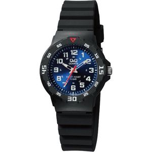 Q&Q VR19J005Y - Horloge - Sport - Analoog - Dames - Vrouwen - Kinderen - Plastic band - Rond - Kunststof - Cijfers - Zwart - Rood - Wit - Blauw - 10 ATM