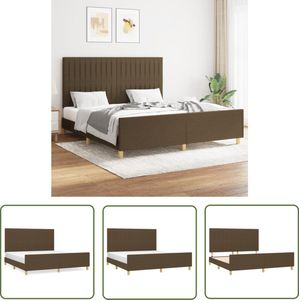 vidaXL Boxspring - Bedframe - Bedframe zonder matras stof donkerbruin 160x200 cm - Donkere Meubels - Houten Bed - Tweepersoonsbed