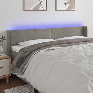 The Living Store Hoofdbord - LED-hoofdbord - Lichtgrijs - 203 x 16 x 78/88 cm - Verstelbaar - Fluweel - Kleurrijke LED-verlichting