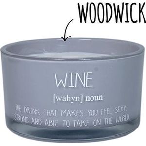 Sojakaars Wine met WoodWick lont