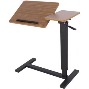 Laptoptafel - Bijzettafel - Bedtafel - Laptopstandaard - Op Wielen - In hoogte verstelbaar - Metaal - Hout - Kantelbaar