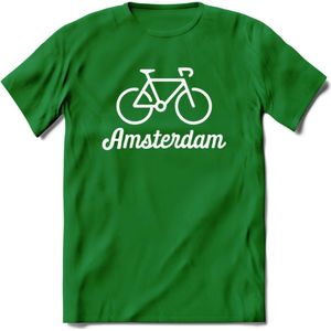 Amsterdam Fiets Stad T-Shirt | Souvenirs Holland Kleding | Dames / Heren / Unisex Koningsdag shirt | Grappig Nederland Fiets Land Cadeau | - Donker Groen - 3XL