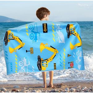 Truck strandlaken voor kinderen, 76 x 150 cm, microvezel Dino handdoeken voor jongens, bad, zwembad, camping, reizen, zandvrij, sneldrogend, ultra-absorberend, superzachte stranddeken, badhanddoek
