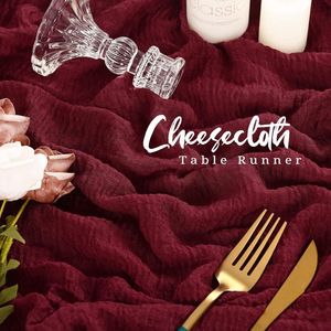 Bordeaux 6 Packs Kaasdoek Tafelloper - 10ft - Gaas Tafelkleed - 80x300cm - Rustiek Gaas Stof - Boho Tafelloper - Bruiloft Bruids Douche Decoraties