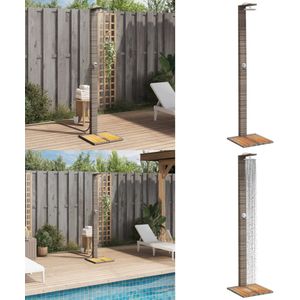 vidaXL Buitendouche 50x55x224 cm poly rattan en acaciahout grijs - Buitendouche - Buitendouches - Tuindouche - Buiten Douche