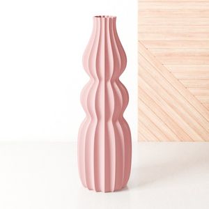 Dastium Home - Grote vaas Roze - H50 cm - Smalle vloervaas of decoratieve bloemen vaas, gekleurde design vaas van kunststof - Vensterbankvaas
