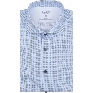 OLYMP - Level 5 Overhemd Stretch Extra Lange Mouw Print Blauw - Heren - Maat 41 - Slim-fit