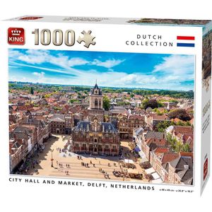 1000 Stukjes Puzzel City Hall and Market, Delft (Thema: Dutch Collection)