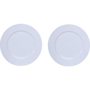 12x Ronde diner/kerstdiner borden/onderborden wit glimmend 33 cm - Onderborden / onderzet borden