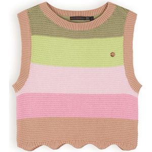 Nono Kosmic Cropped Ajour Knitted Spencer Truien & Vesten Meisjes - Sweater - Hoodie - Vest- Zand - Maat 146/152